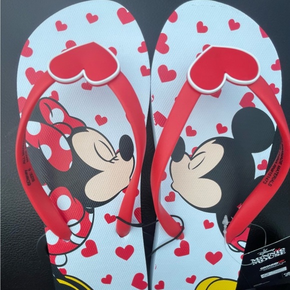 Disney Red and White Mickey & Minnie Flip Flops,women’s flip flops. - Picture 2 of 16